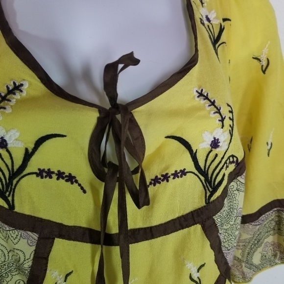 Vtg Lithe Anthropologie yellow boho tunic dress - Picture 11 of 12